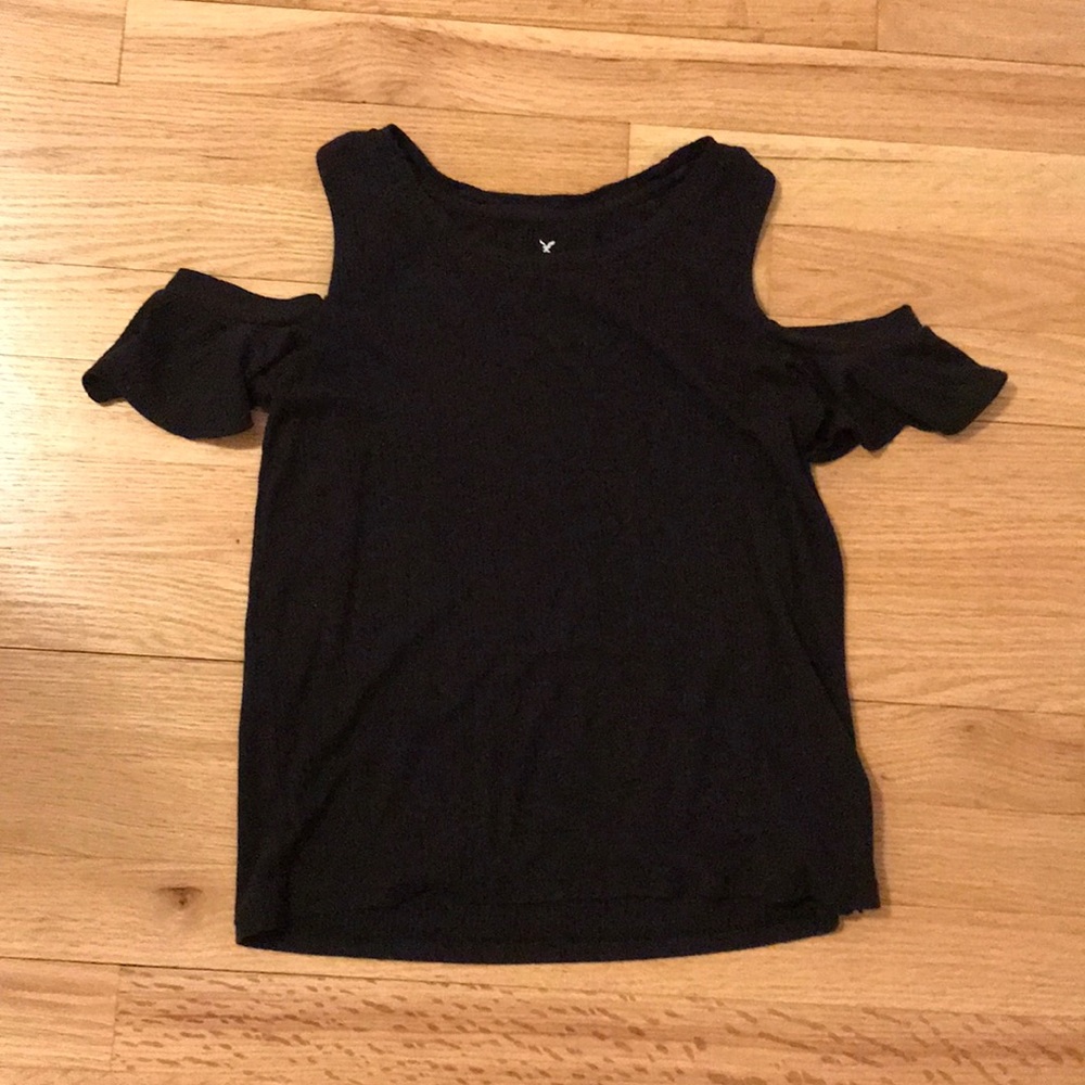 Black off the shoulder shirt